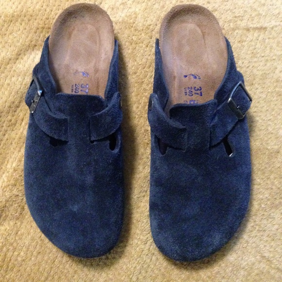 birkenstock boston blue suede